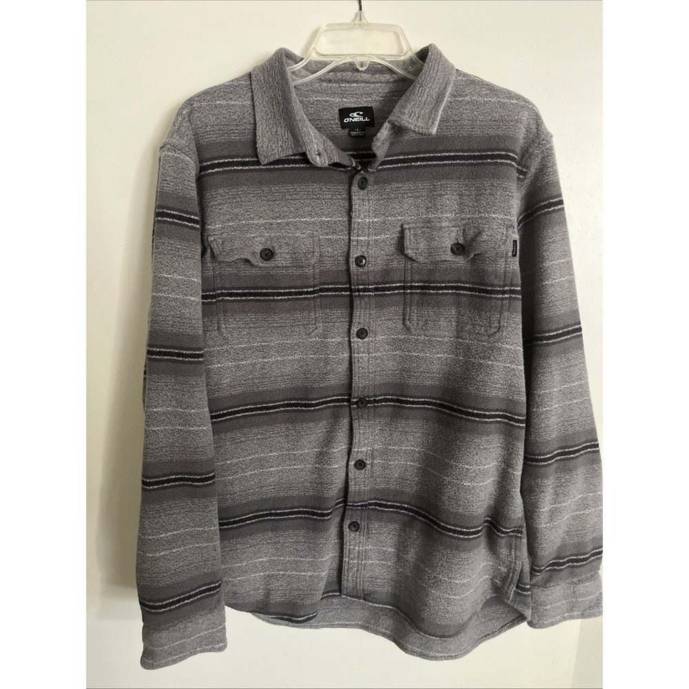 Men O'Neill Large Long Sleeve Shirt Grey And Black